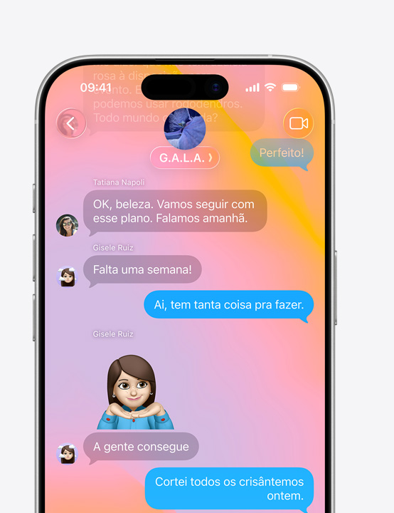 Tela do iPhone com o Mensagens em Liquid Glass