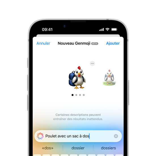 iPhone seize-e montrant la création d’un Genmoji.