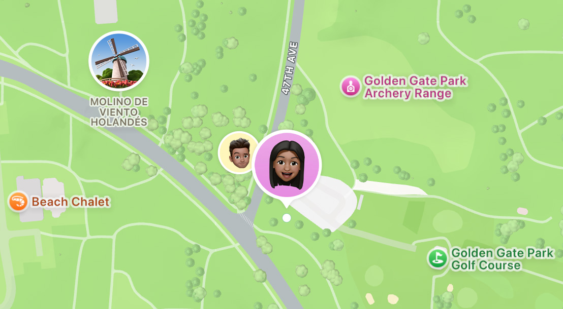 Ubicación de amigos en el mapa de la app Encontrar