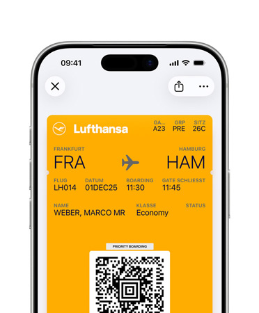 Ein iPhone, die obere Hälfte des Displays zeigt die digitale ID, die in der Wallet App gespeichert ist