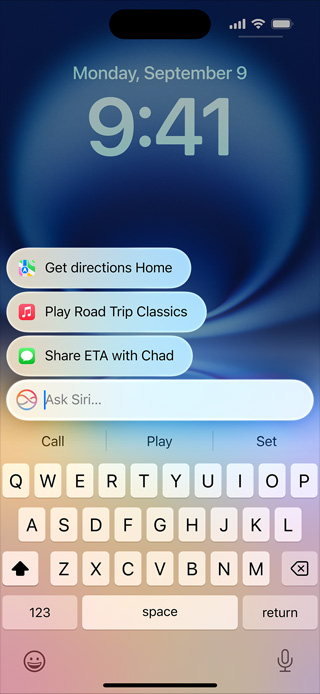 iPhone displaying redesigned Siri and Type to Siri capability.