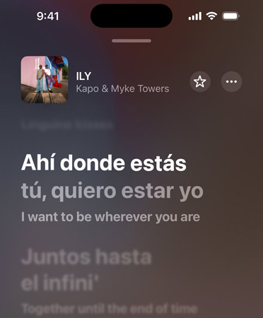 Traducción de la Letra de ILY por Kapo & Myke Towers, de español a inglés, que se reproduce en Apple Music