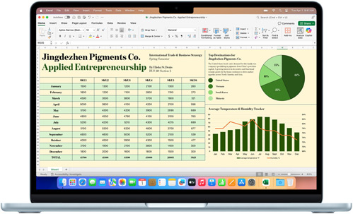 App Microsoft Excel apresentada no MacBook Air