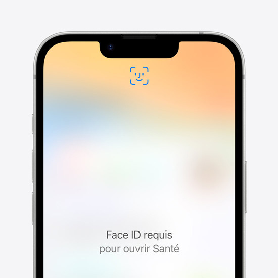 Vue partielle de l’écran d’un iPhone 16e montrant l’identification Face ID pour l’app Santé