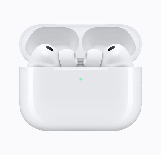 AirPods Pro 3 inside an open white charging case