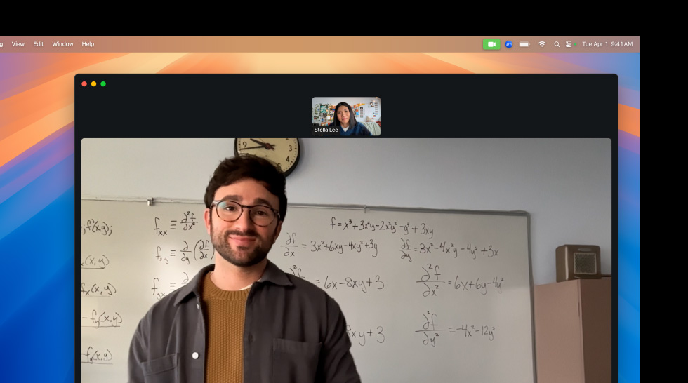 A video call using Center Stage feature, which keeps user in the frame as they move around