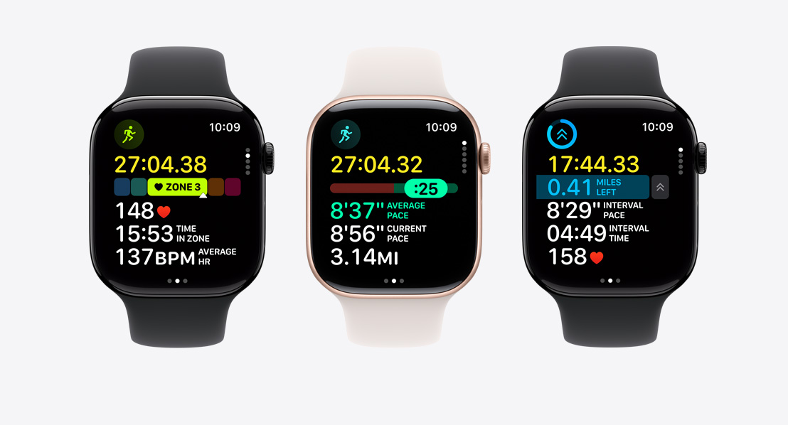 Layar kebugaran Apple Watch Series 11: Zona Detak Jantung, Pengatur Laju, Olahraga Khusus dengan interval