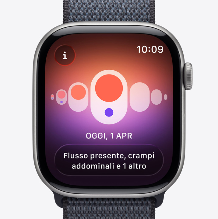 Apple Watch Series 11, caja de aluminio, color gris espacial, notificación de fecha de ovulación estimada de Control del Ciclo en la app Salud, Digital Crown, correa Loop deportiva, color gris oscuro