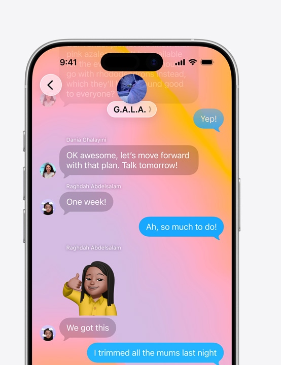 iPhone screen with Messages with Liquid Glass design