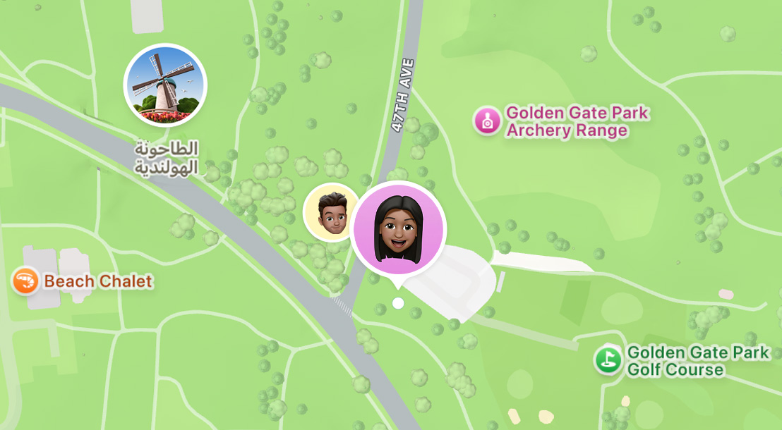 موقع الأصدقاء على خريطة تطبيق تحديد الموقع