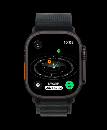 Apple Watch Ultra 3, black colour, titanium case, Compass app, marked waypoints, band, black Alpine Loop