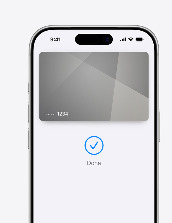 Na fragmencie ekranu iPhone’a widać użycie karty Mastercard w ramach usługi Apple Pay