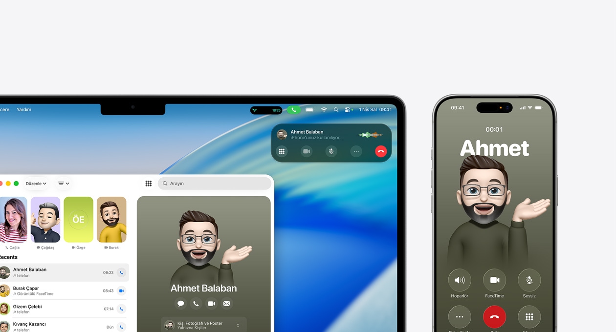 Mac aygıtı, ekranında yeni Telefon uygulamasını gösteriliyor