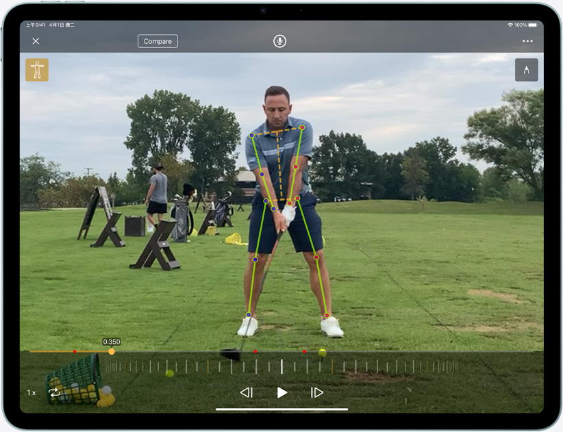 橫向放置的 iPad Air 展⽰強大的神經網路引擎