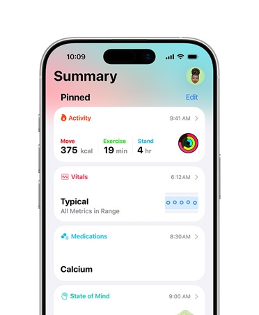 Закріплена інформація про стан здоров’я на iPhone