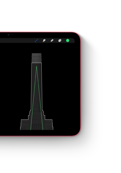 An iPad with the template showing on screen