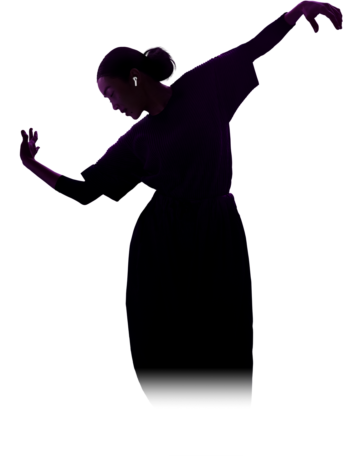 Een danser met AirPods 4 in