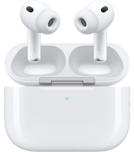 AirPods Pro inside the charging case with lid open.