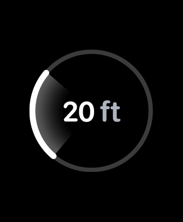 Presisjonssøk, hvit fremdriftslinje anslår avstand til en forlagt iPhone