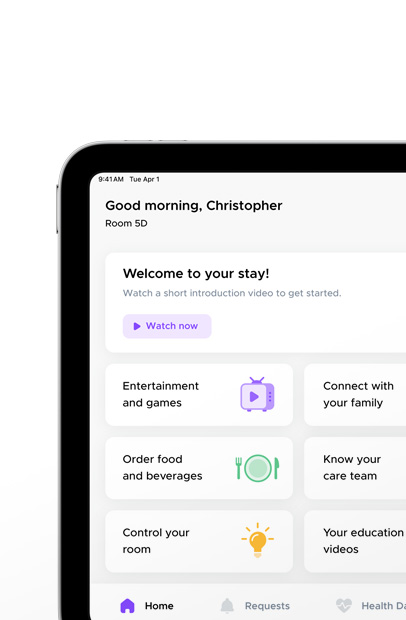 Software mostrando o app Epic MyChart Bedside.