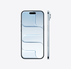 iPhone Air, face avant, bleu ciel, Dynamic Island au centre de la partie supérieure, vue latérale, profil très fin, bouton latéral, bouton Commande de la caméra