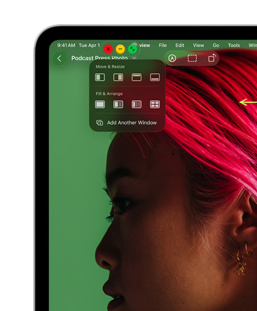 Window controls, with red button to close, yellow button to minimize and green button to zoom, plus options to move and resize or arrange your windows