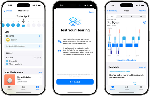 iPhone hiển thị ứng dụng Sức Khỏe Thính Giác.